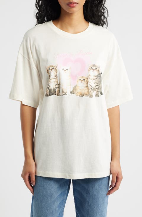 Sweet 
Psycho Kittens Oversize Graphic T-Shirt
