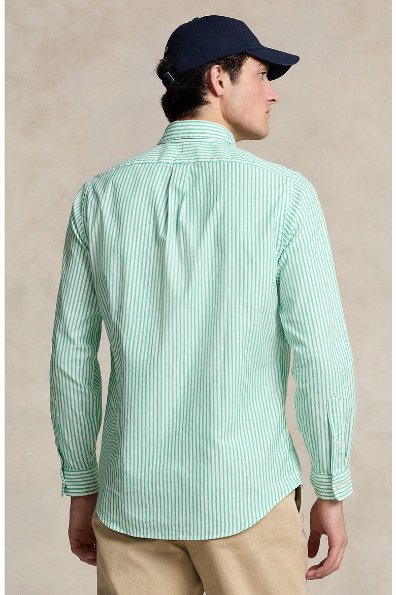 Stripe Stretch Cotton Oxford Button-Down Shirt, Alternate, color, CABO GREEN/ WHITE