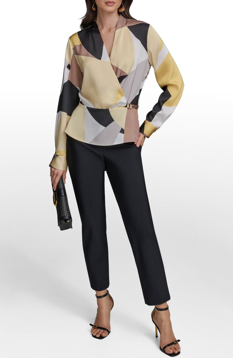 Donna Karan New York Print Belted Top, Alternate, color, Pana Cotta