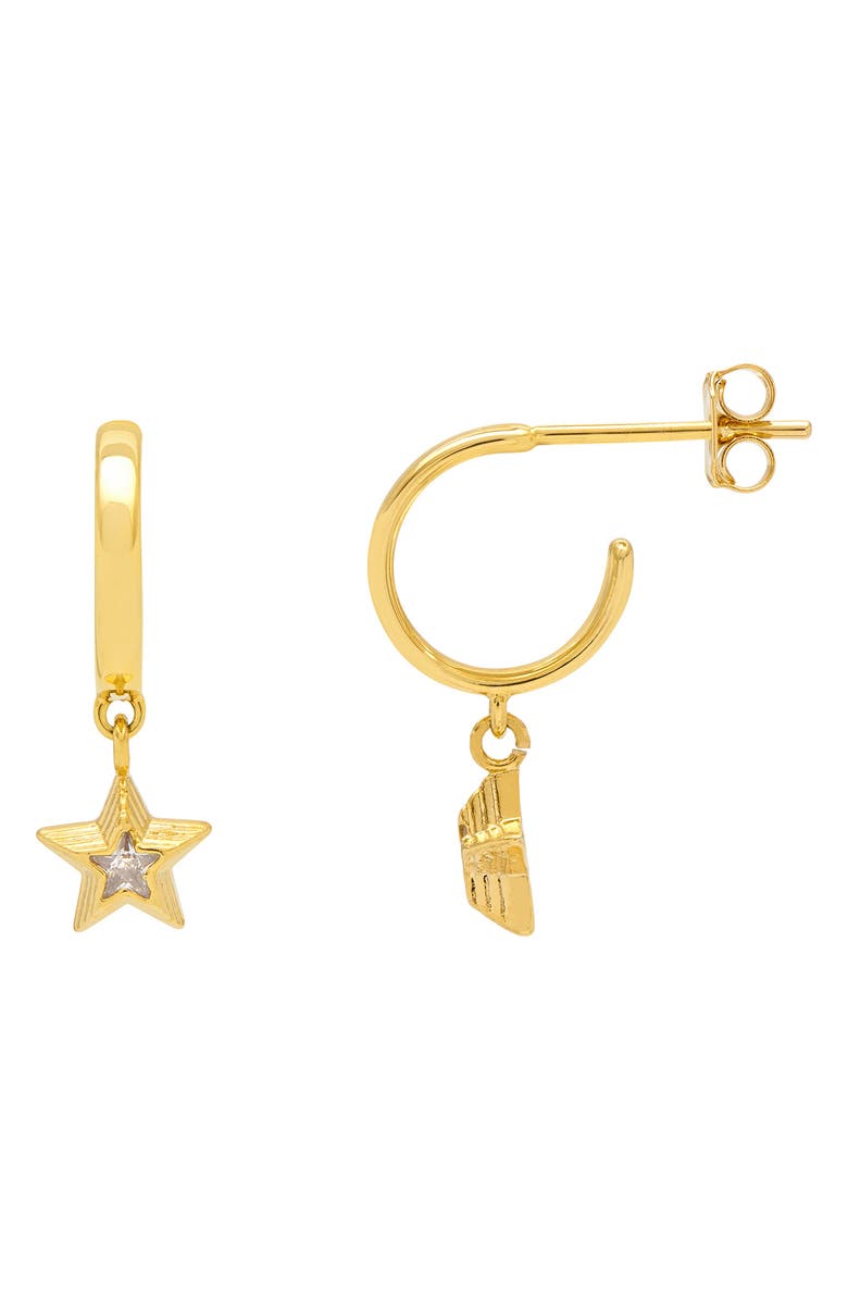Estella Bartlett Cubic Zirconia Star Hoop Earrings, Main, color, 