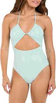 Citrus Iridescent Cutout One-Piece Swimsuit