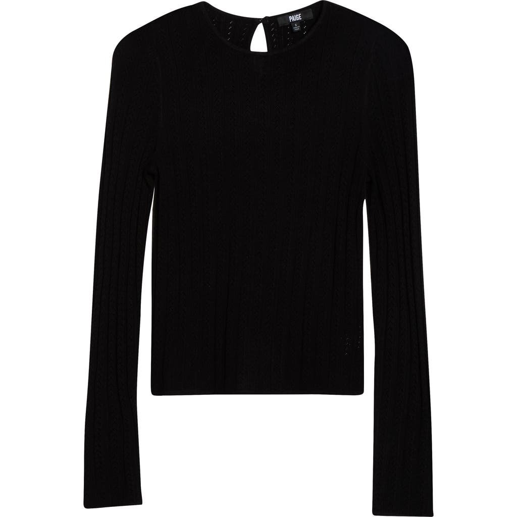 Paige Alis Pointelle Knit Top In Black