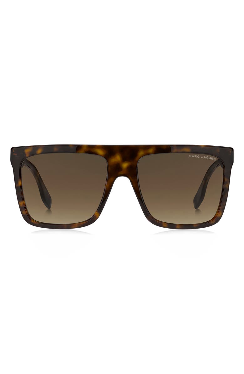 Marc Jacobs 57mm Flat Top Sunglasses, Main, color, Havana / Brown Gradient