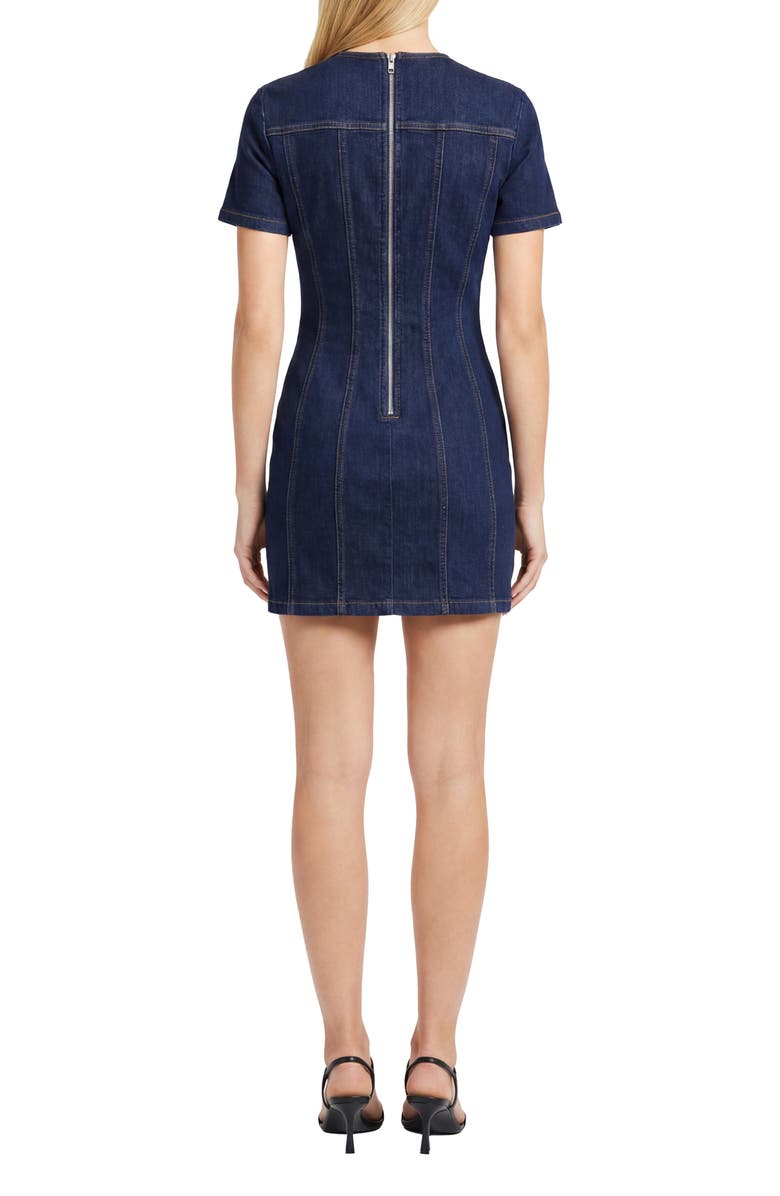 Maggy London Short Sleeve Button Front Denim Sheath Dress, Alternate, color, Blue Denim