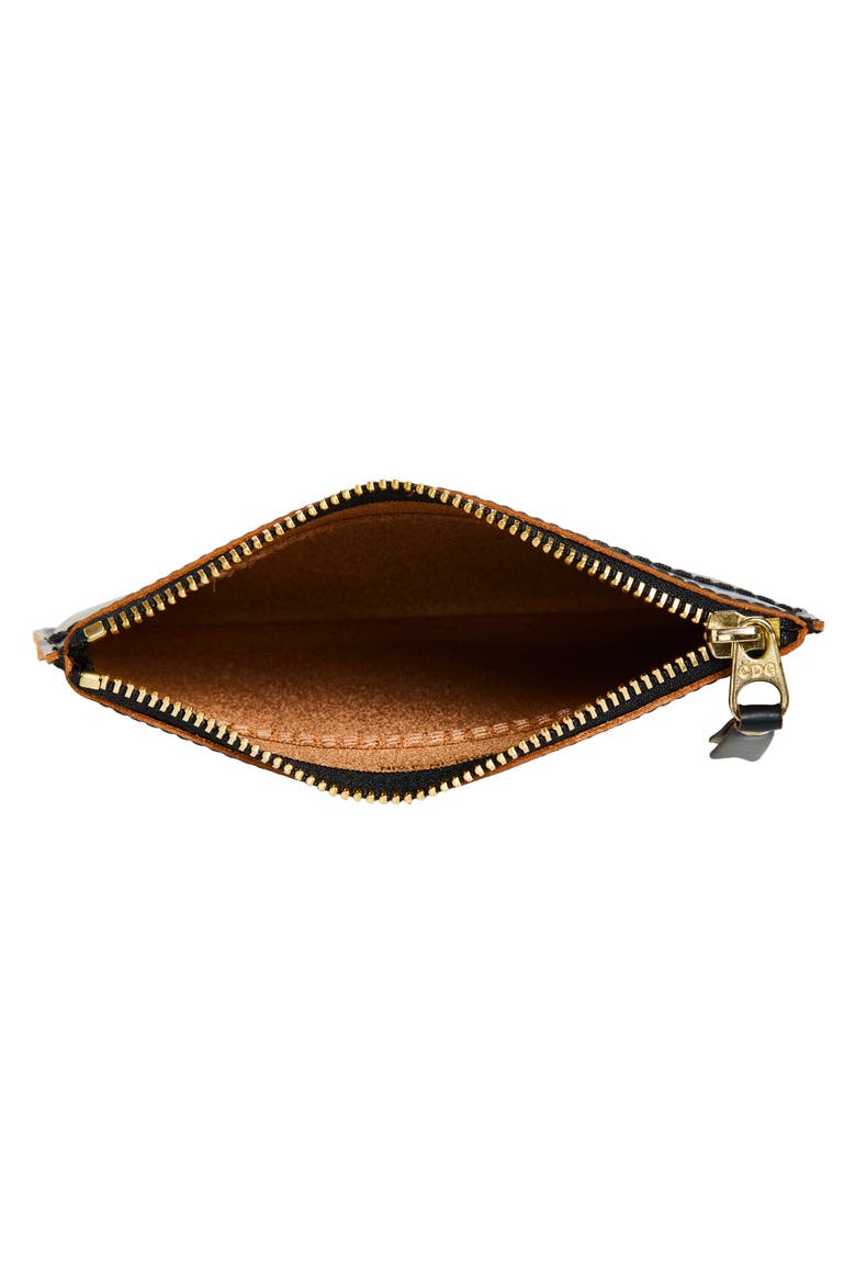 Triple Stitch Leather Zip Pouch, Alternate, color, BLACK