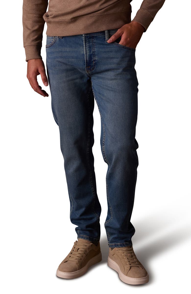 The Normal Brand Comfort Terry Five-Pocket Jeans, Main, color, Dark Wash