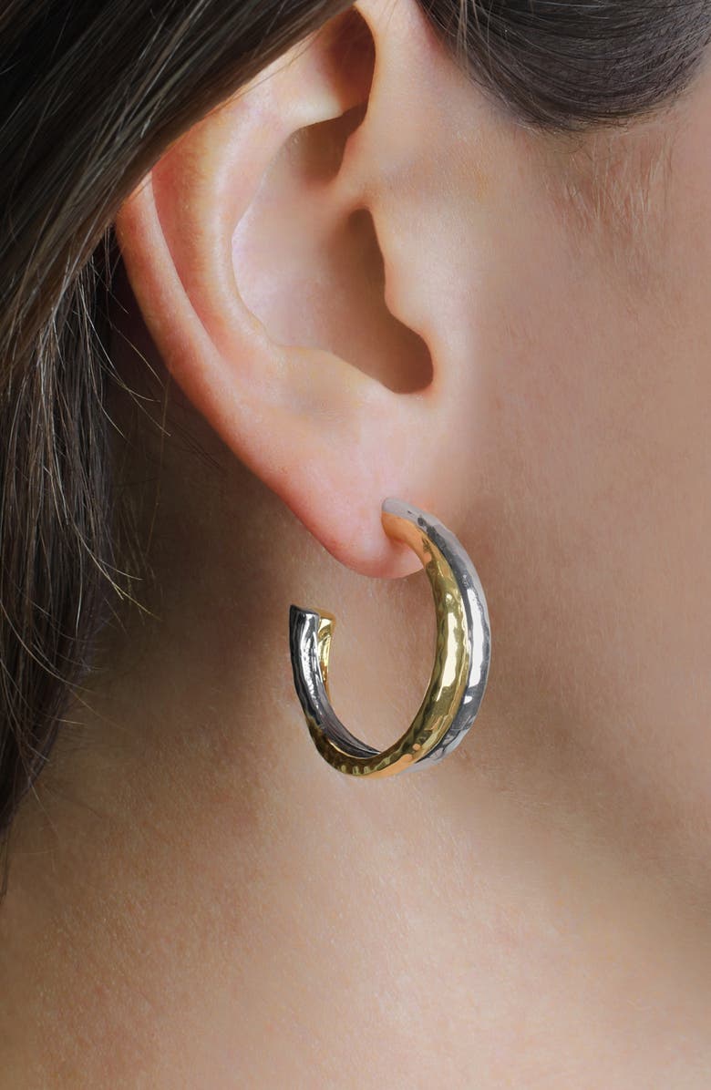 Anabel Aram Jewelry Farrier Mixed Metal Hoop Earrings, Alternate, color, 18K Gold/ Sterling Silver
