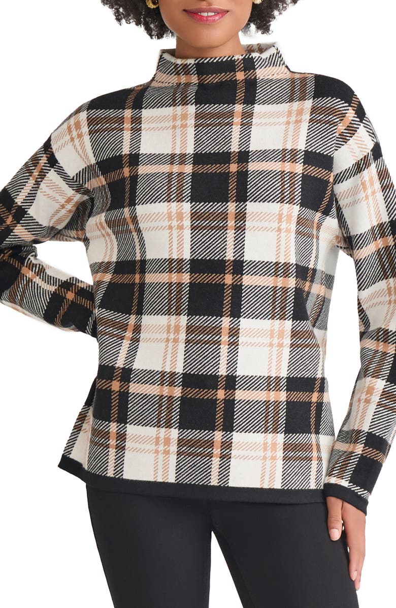 Jones New York Funnel Neck Jacquard Sweater, Main, color,