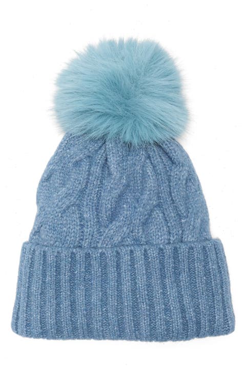 Faux Fur Pompom Beanie
