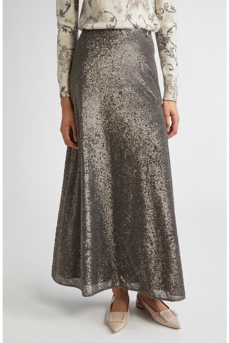 Sequin A-Line Skirt, Main, color, GRAY