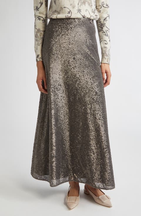 Sequin A-Line Skirt