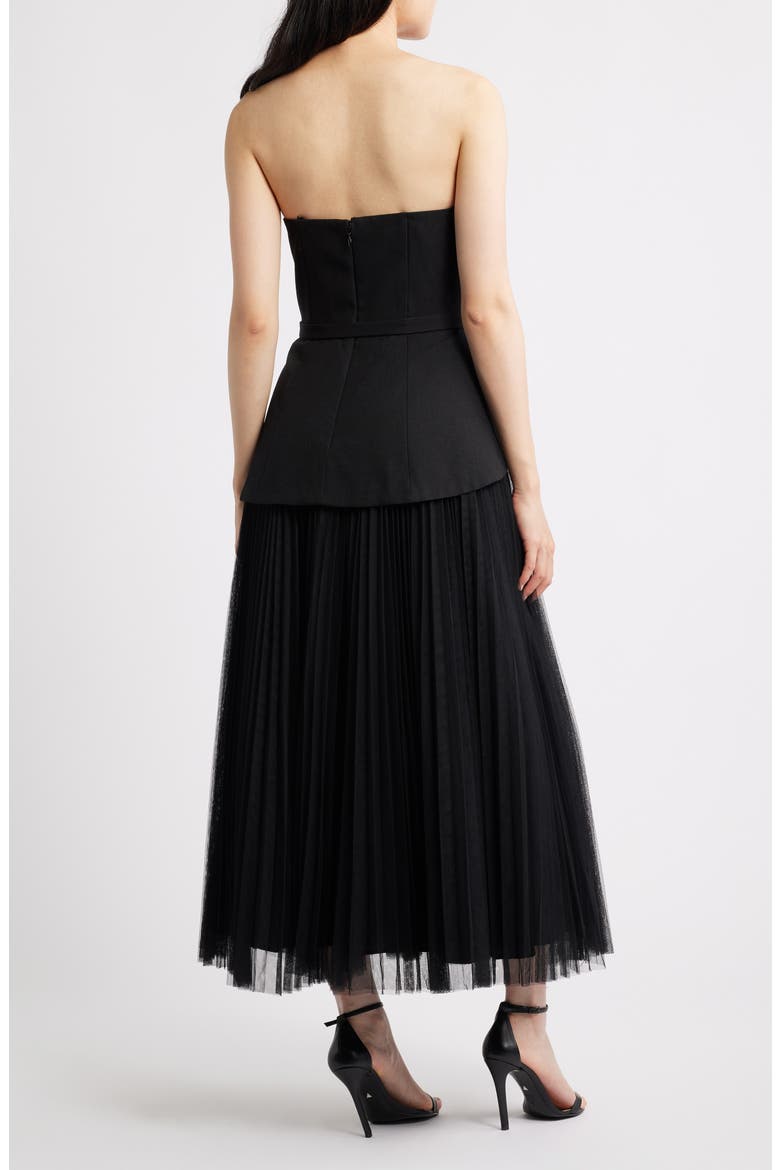 Lilibet Strapless Mixed Media Gown, Alternate, color, BLACK