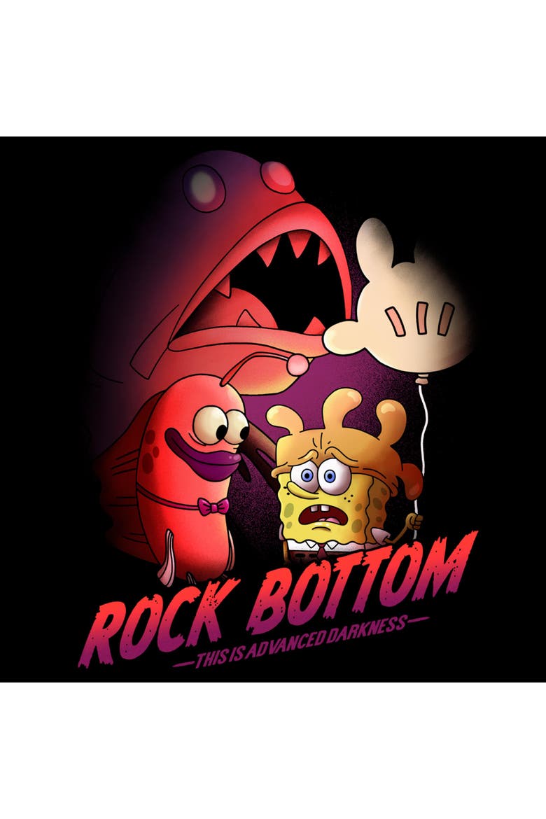 Men's SpongeBob SquarePants Rock Bottom Advanced Darkness  Graphic T-Shirt, Alternate, color, Black
