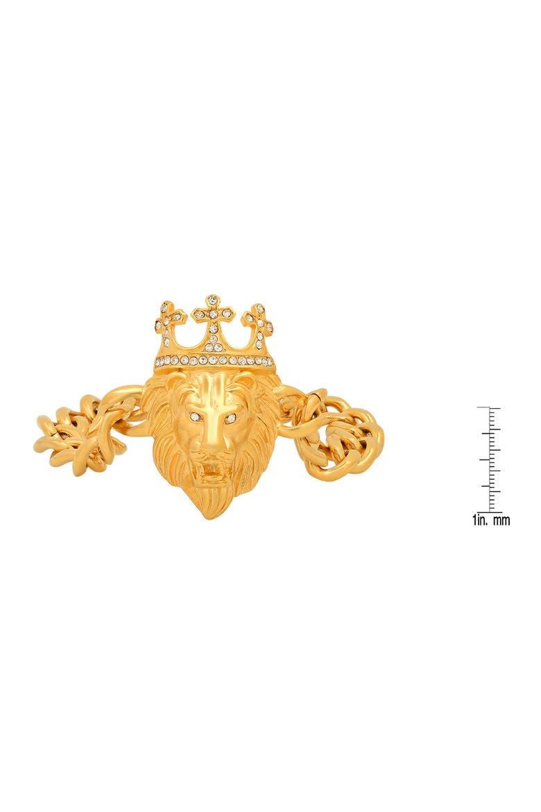 Men's 18K Yellow Gold Plated Stainless Steel Lion Head Bracelet, Alternate, color, YELLOW