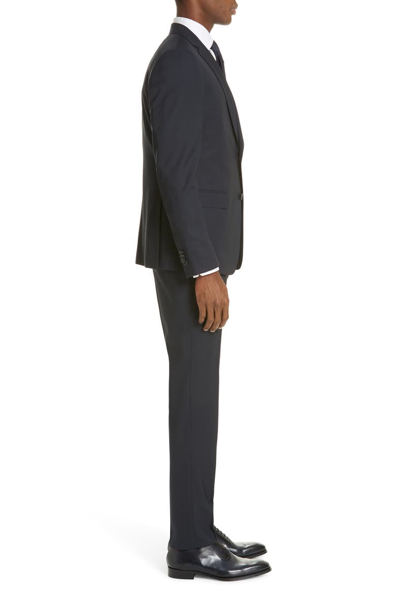 Trim Fit Solid Wool Travel Suit, Alternate, color, NAVY