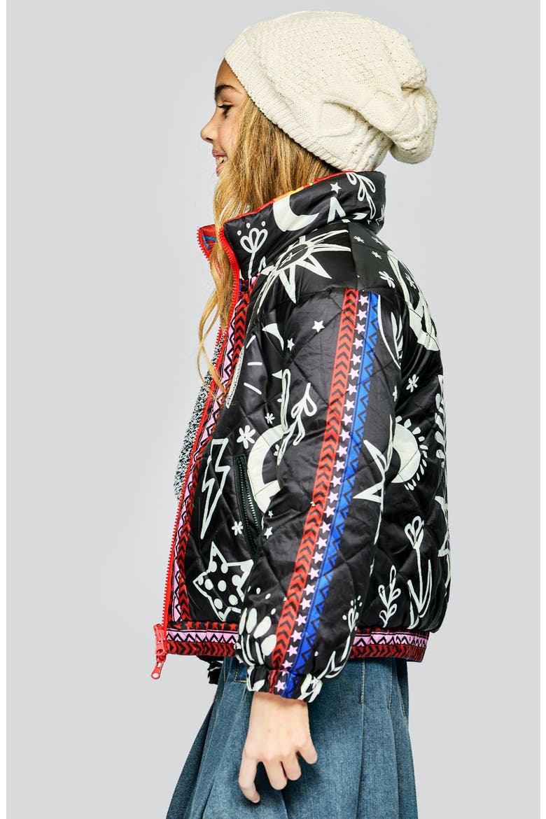 Kids' Reversible Puffer Jacket, Alternate, color, BLACK MULTI