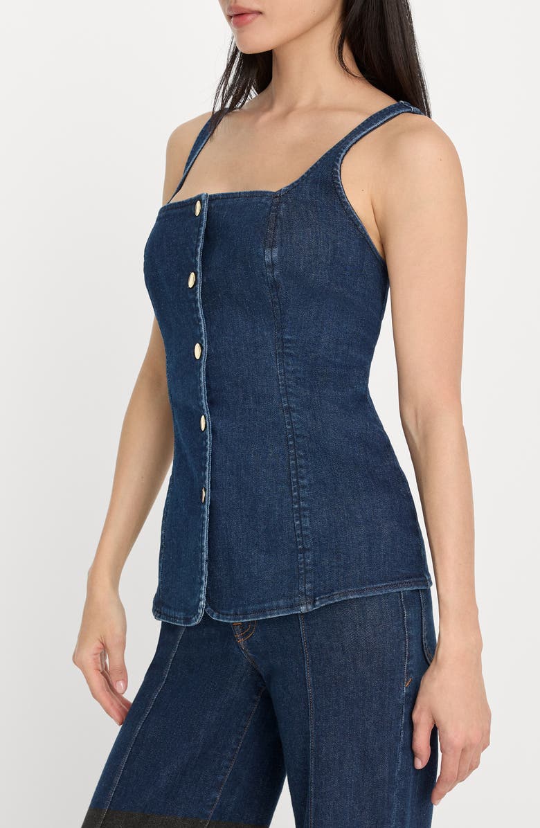 Good American Stretch Denim Vest, Alternate, color, Indigo1169