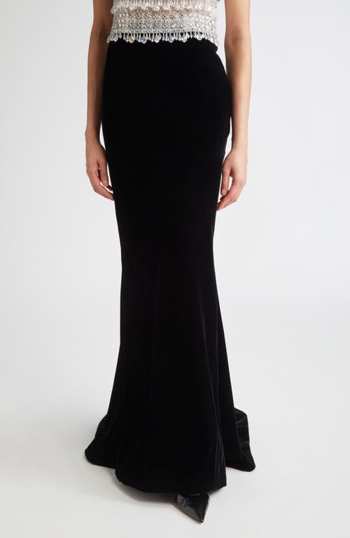Carolina Herrera Velvet Trumpet Skirt With Train In Black