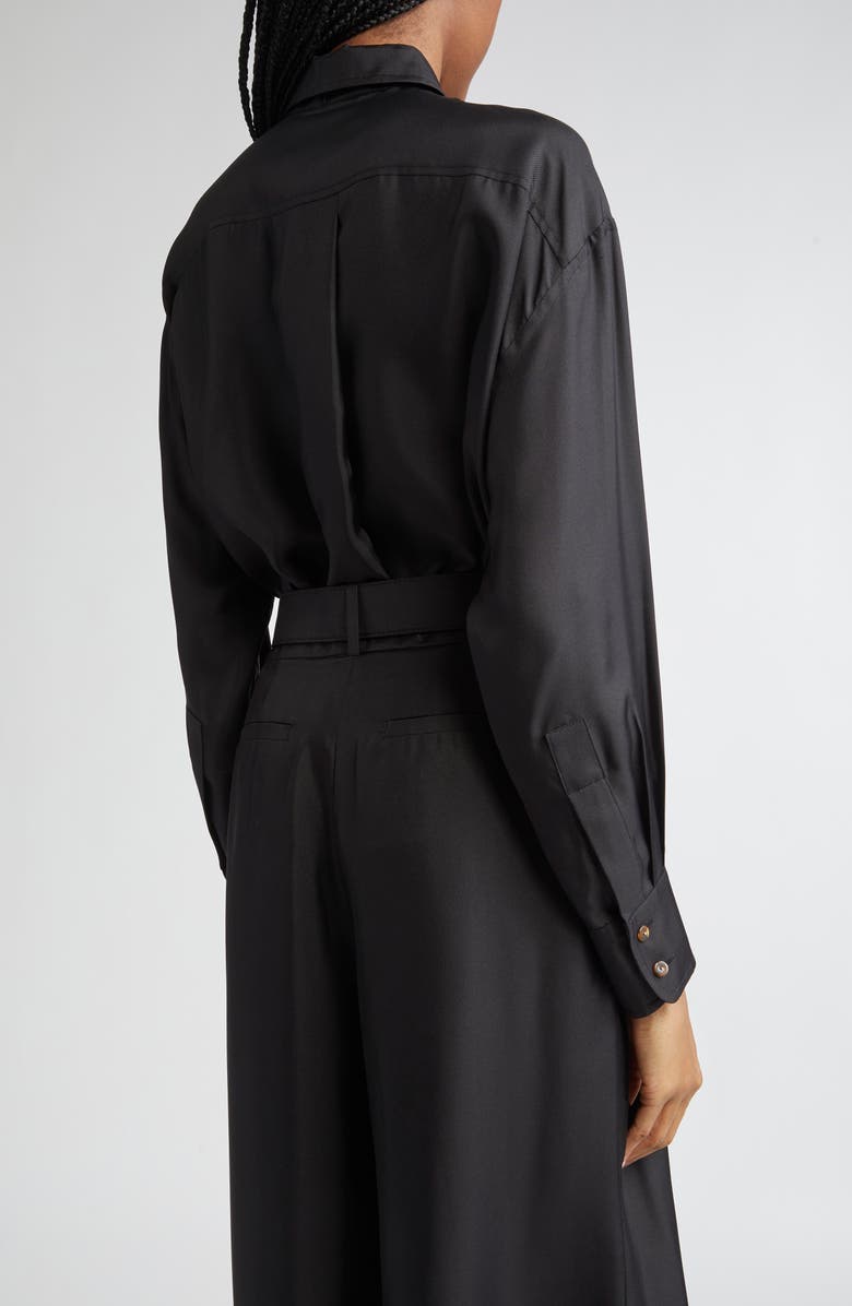 Zimmermann Relaxed Tie Silk Button-Up Shirt, Alternate, color, Black