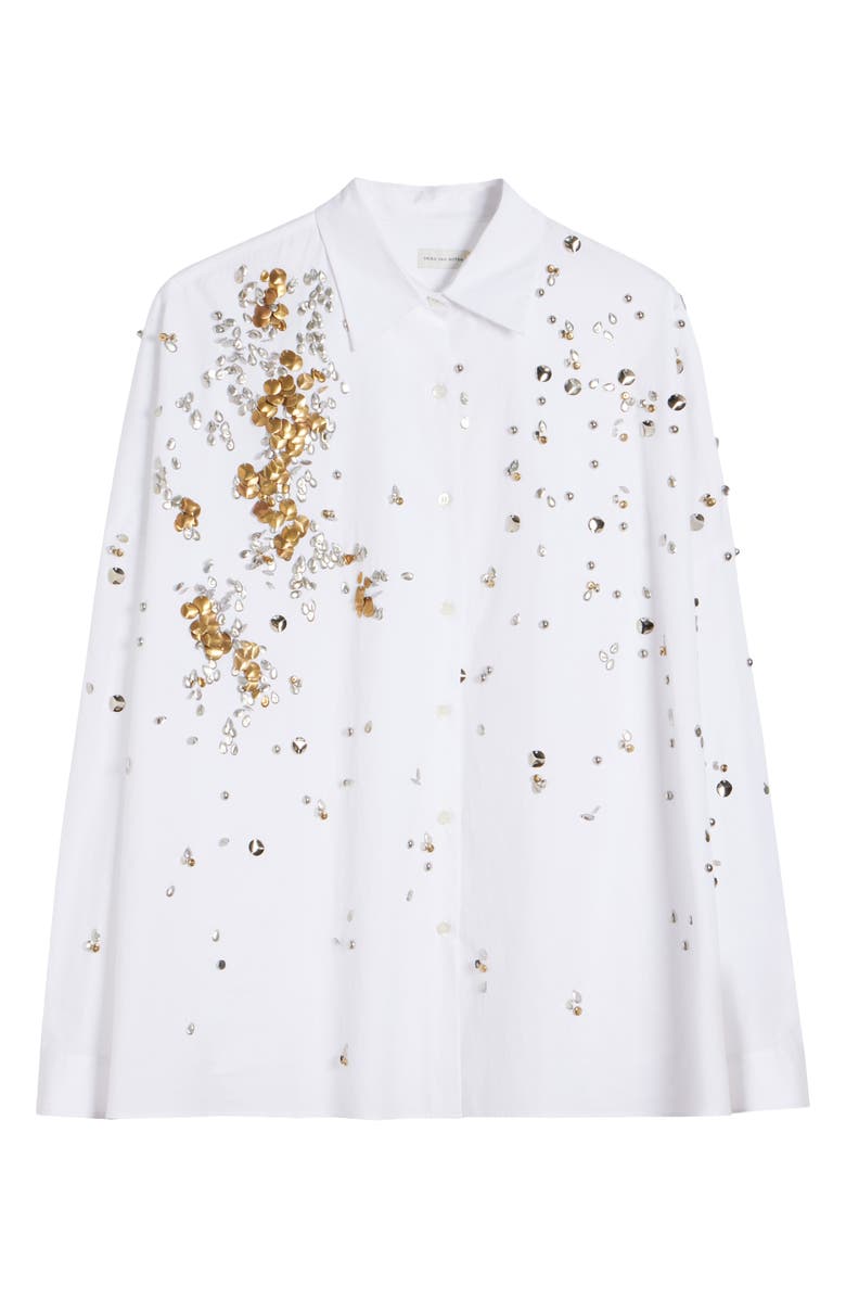 Dries Van Noten Casia Orchid Petal Print Cotton Button-Up Shirt, Alternate, color, 