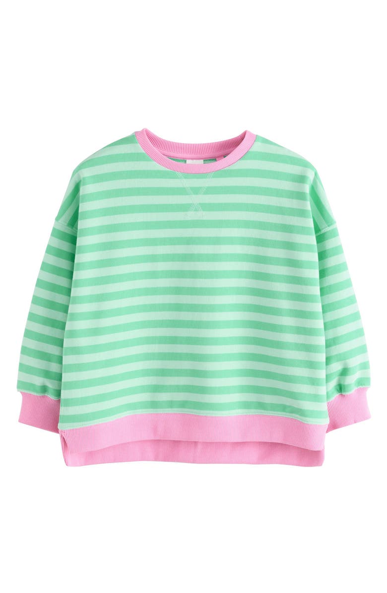 NEXT Kids' Stripe Oversize Cotton Sweatshirt, Main, color, Green