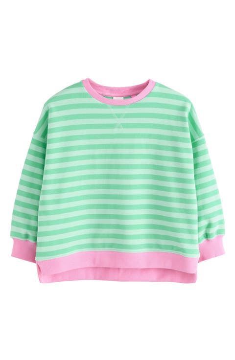 Kids' Stripe Oversize Cotton Sweatshirt (Little Kid & Big Kid)