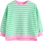 NEXT Kids' Stripe Oversize Cotton Sweatshirt