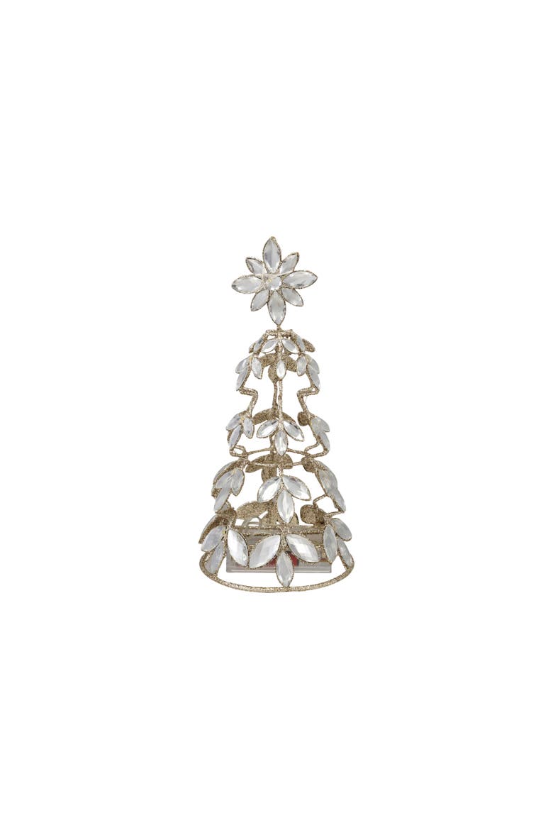 Champagne Iron Tree with Acrylic Jewels and Glittered LED Light, Main, color, Champagne Finish