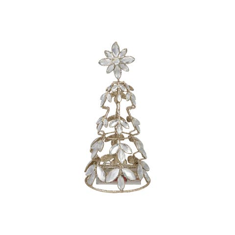 Champagne Iron Tree with Acrylic Jewels and Glittered LED Light