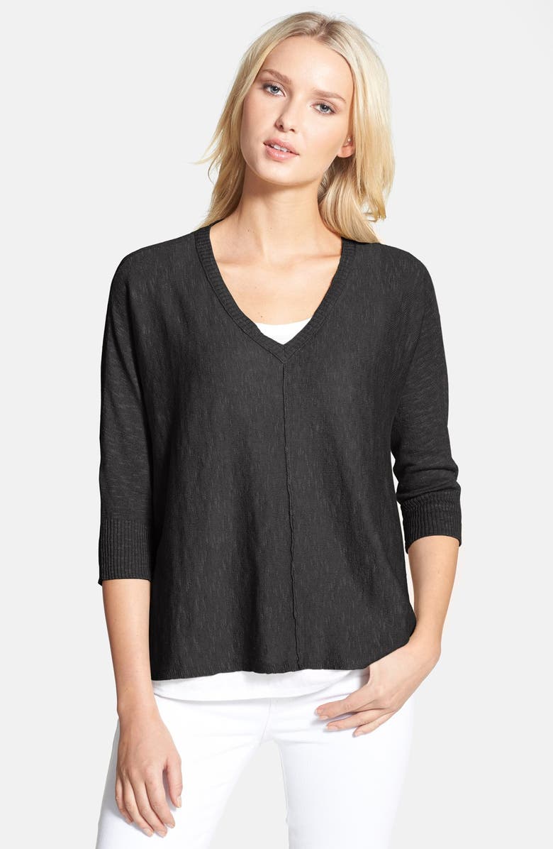 Eileen Fisher Slub Knit V-Neck Sweater, Main, color,