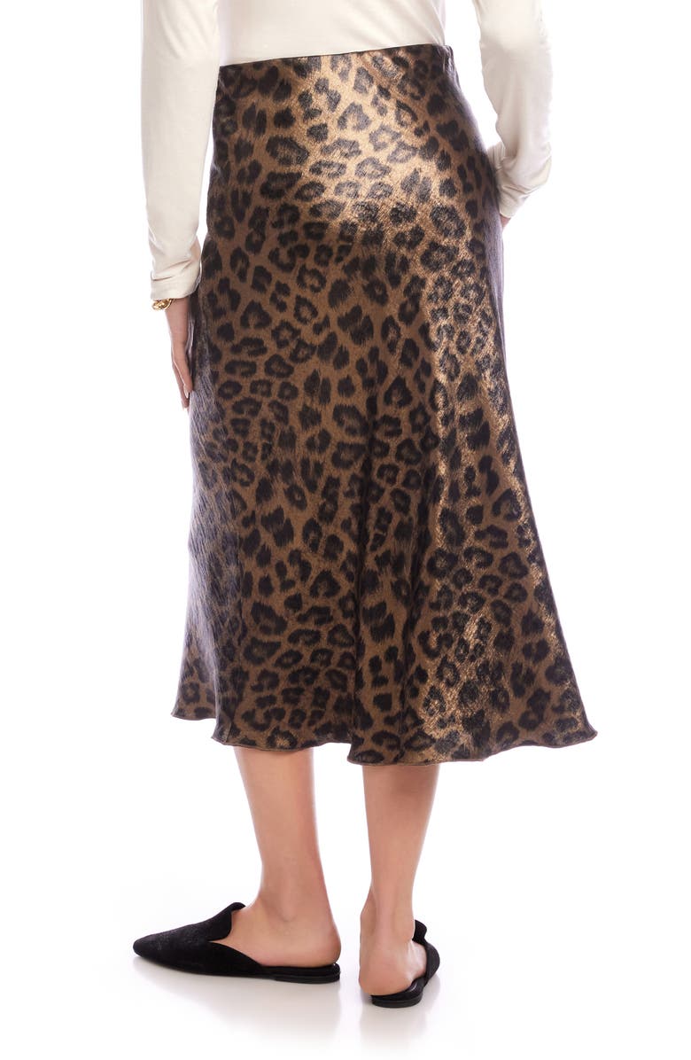 Karen Kane Bias Cut Satin Midi Skirt, Alternate, color, Leopard