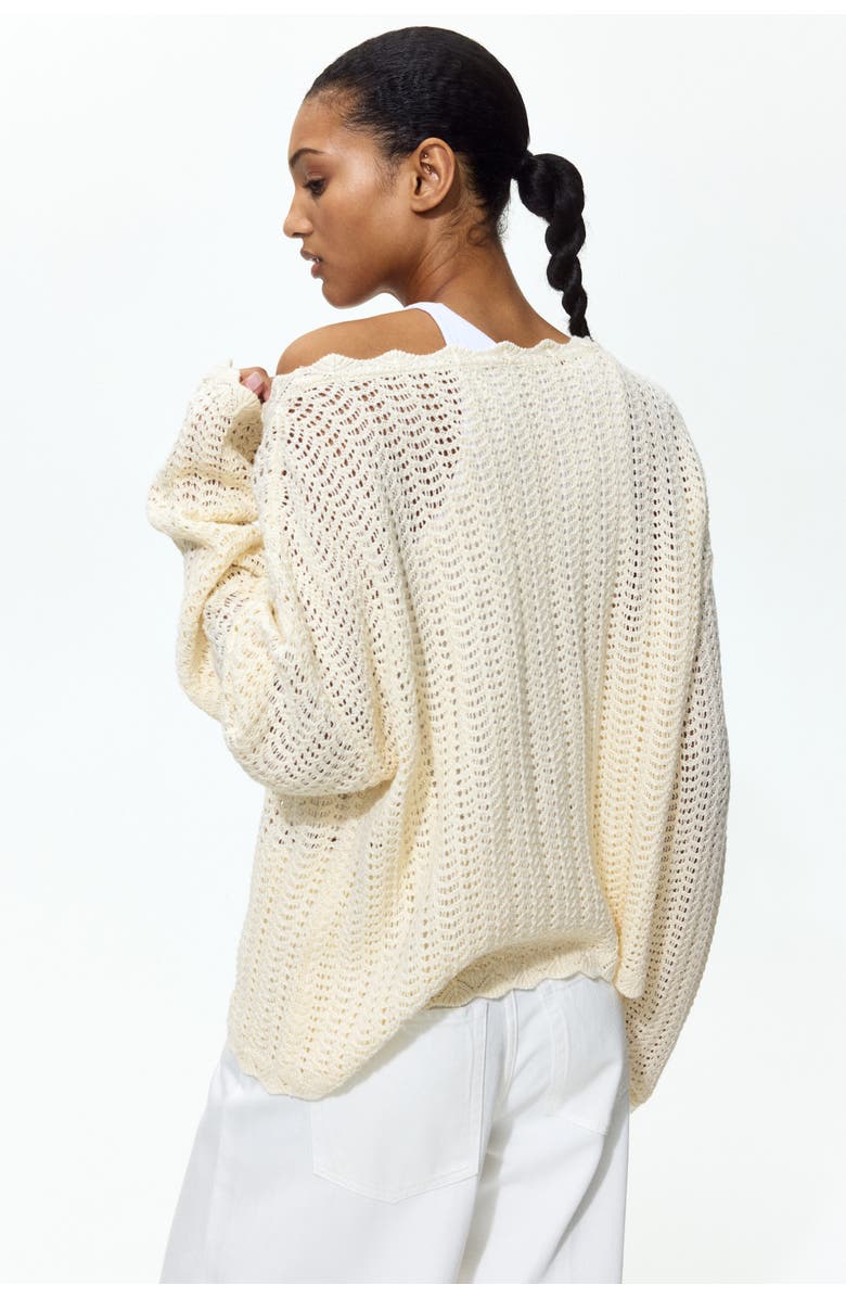 H&M Pointelle-knit Jumper, Alternate, color, Light Beige