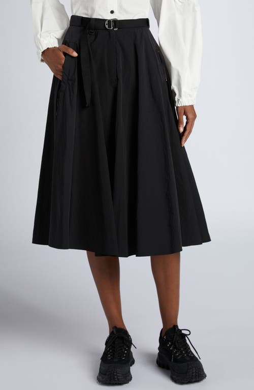 Moncler Logo-patch Belted-waist Skirt In Black
