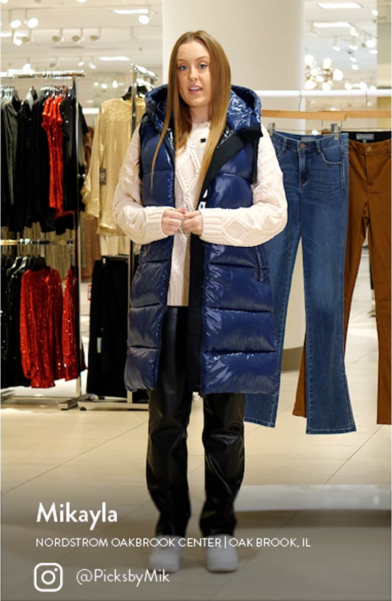Iria Quilted Nylon Hooded Longline Vest, sales video thumbnail
