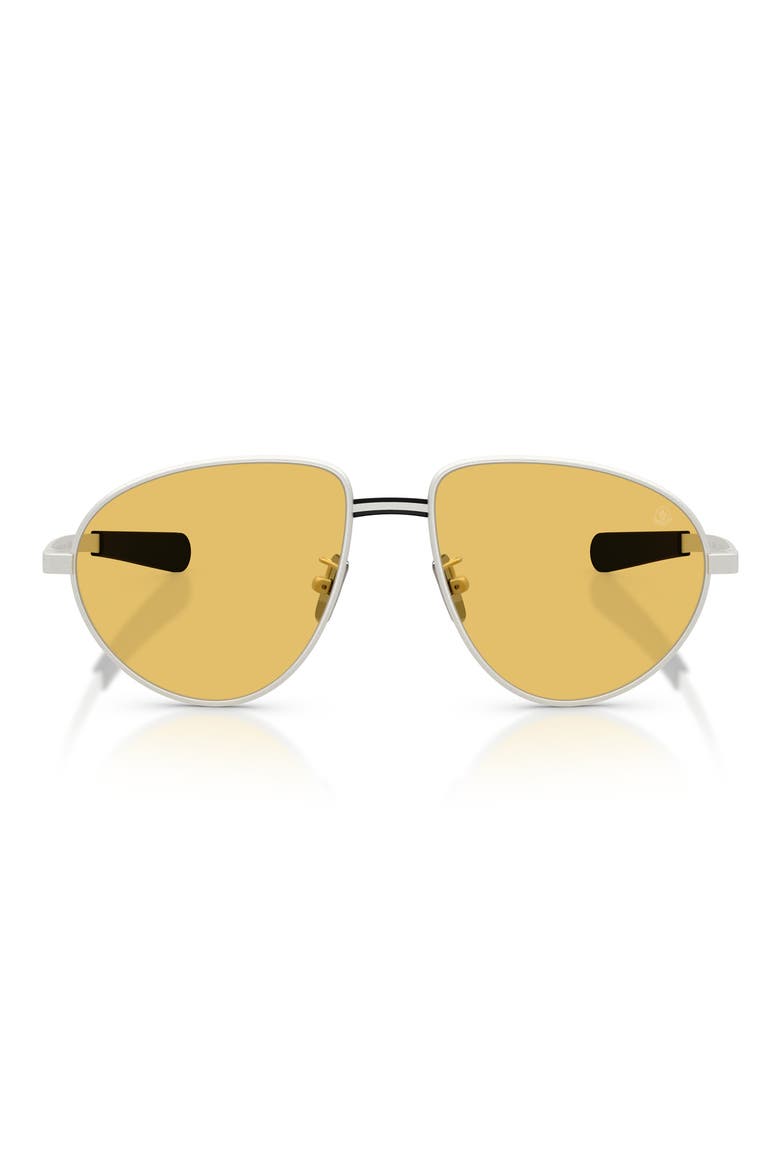 55mm Pilot Sunglasses, Main, color, MATTE SILVER / SOLID YELLOW