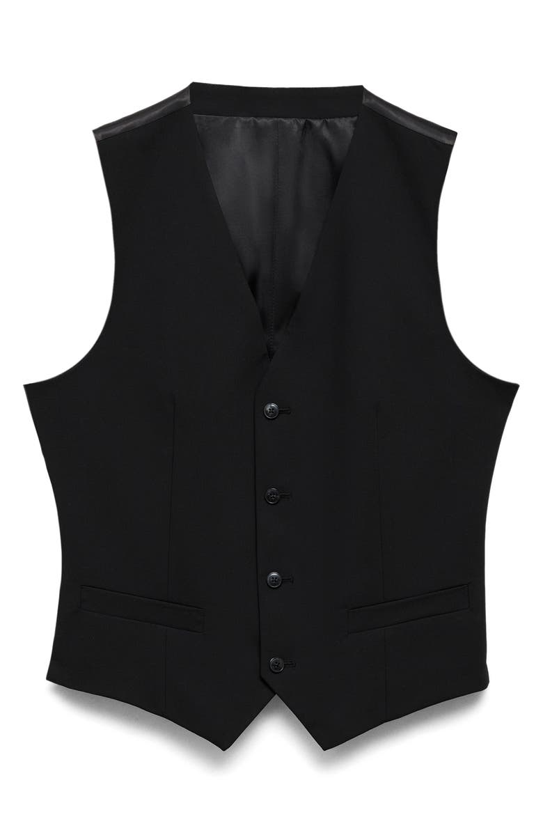 MANGO Paris Superslim Fit Stretch Suit Vest, Main, color, Black