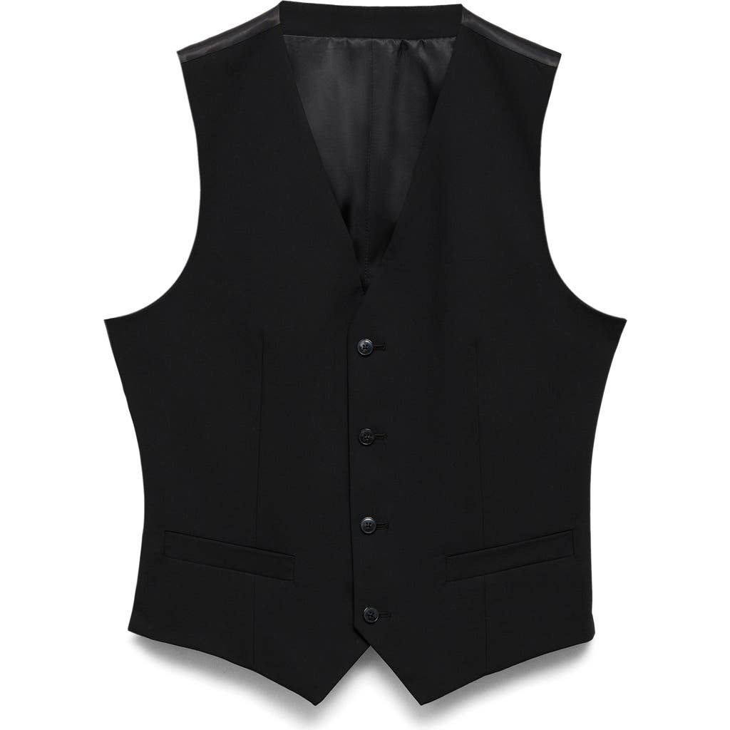 Shop Mango Paris Superslim Fit Stretch Suit Vest In Black