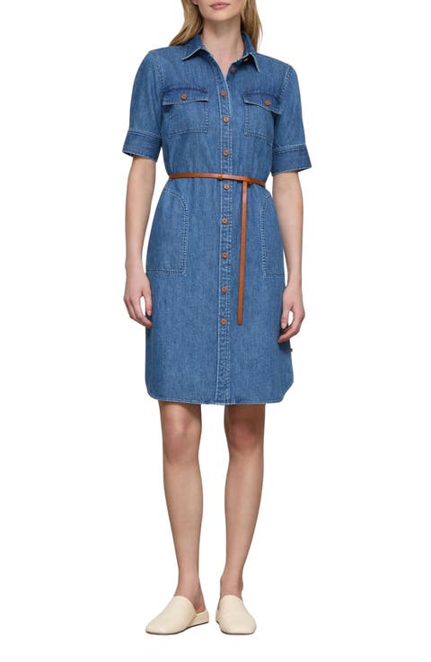Belted Chambray Shirtdress