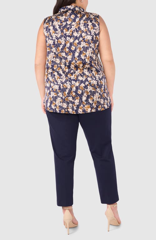 Halogen ® Printed Sleeveless Button-up Top In Classic Navy