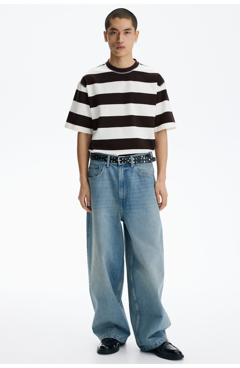 H&M Oversized Fit T-shirt, Alternate, color, Dark Brown/Striped