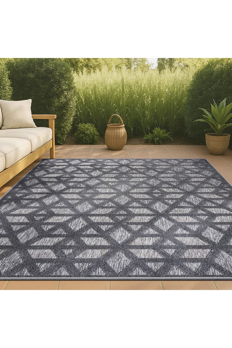 Talaia Neutral Geometric Indoor/Outdoor Area Rug, Alternate, color, Dark Gray