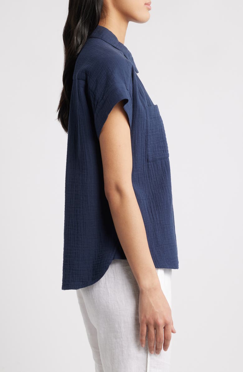 Caslon<sup>®</sup> Cotton Gauze Button-Up Shirt, Alternate, color, Navy Blazer