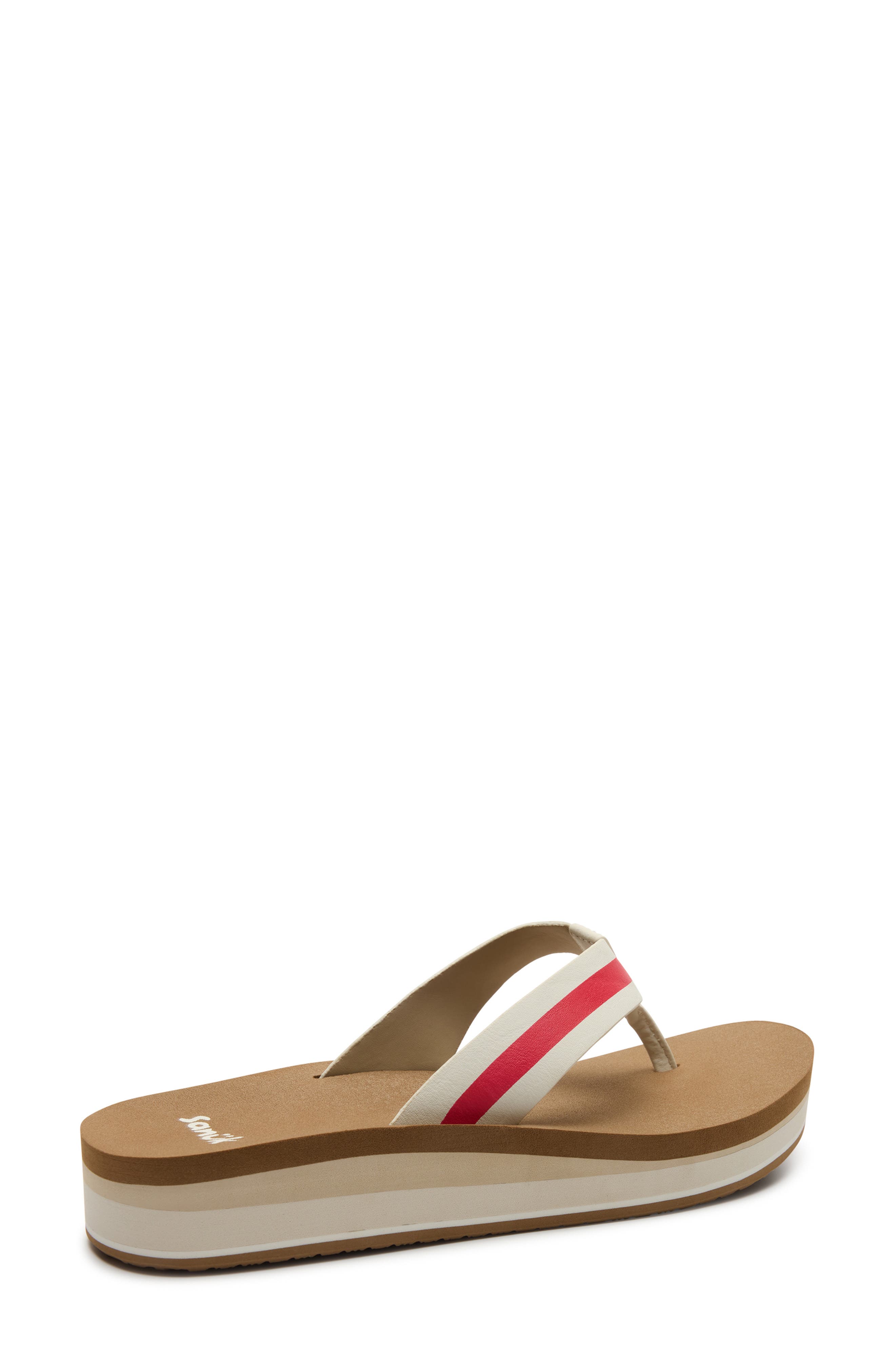 Sanuk Highland Stripe Flip Flop, Alternate, color, White/ Red Stream
