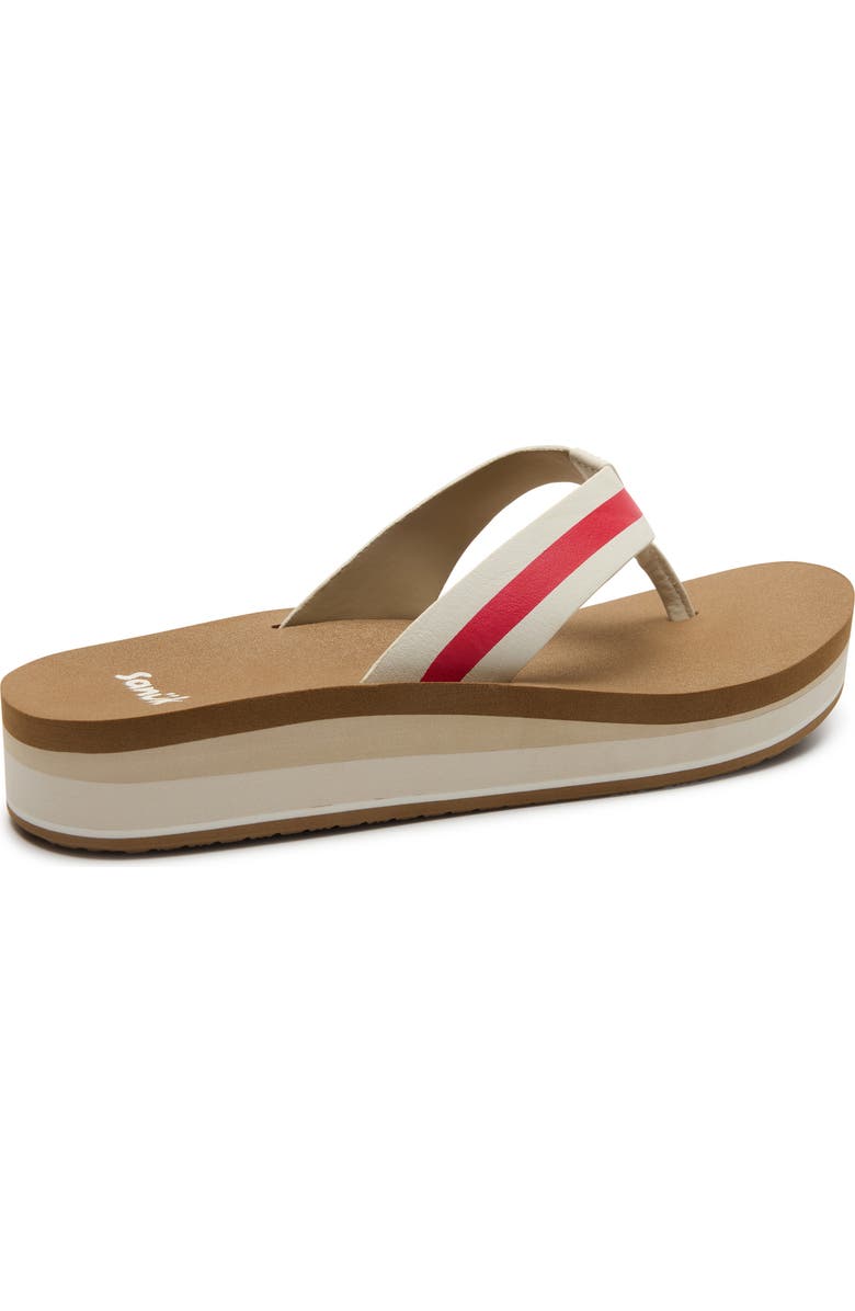 Sanuk Highland Stripe Flip Flop, Alternate, color, White/ Red Stream