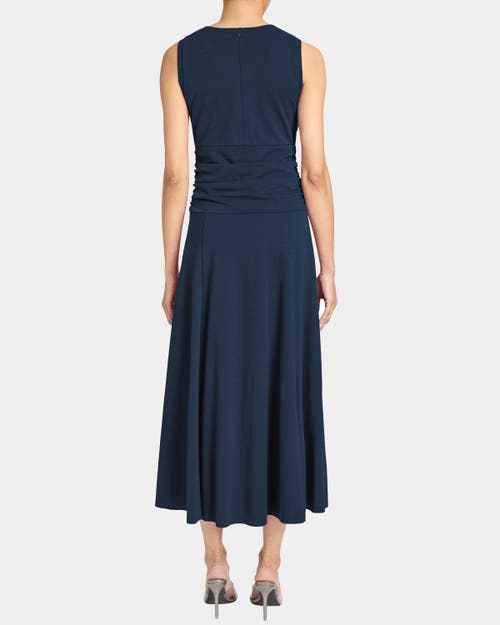 Santorelli Josie Sleeveless Midi Dress In Cotton Blend In Blue
