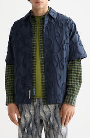 Scotch & Soda Oversize Textured Short Sleeve Cotton Blend Button-Up Shirt