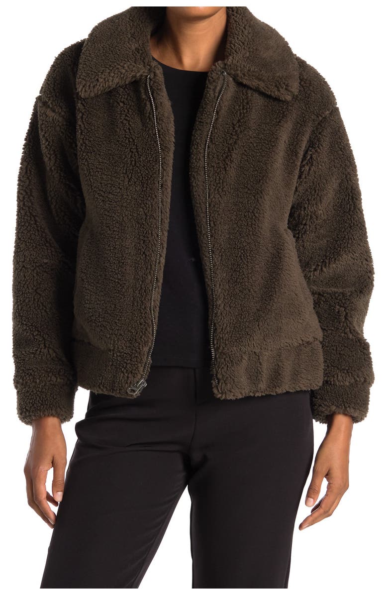 Lucky Brand Short Faux Teddy Fur Jacket, Main, color,