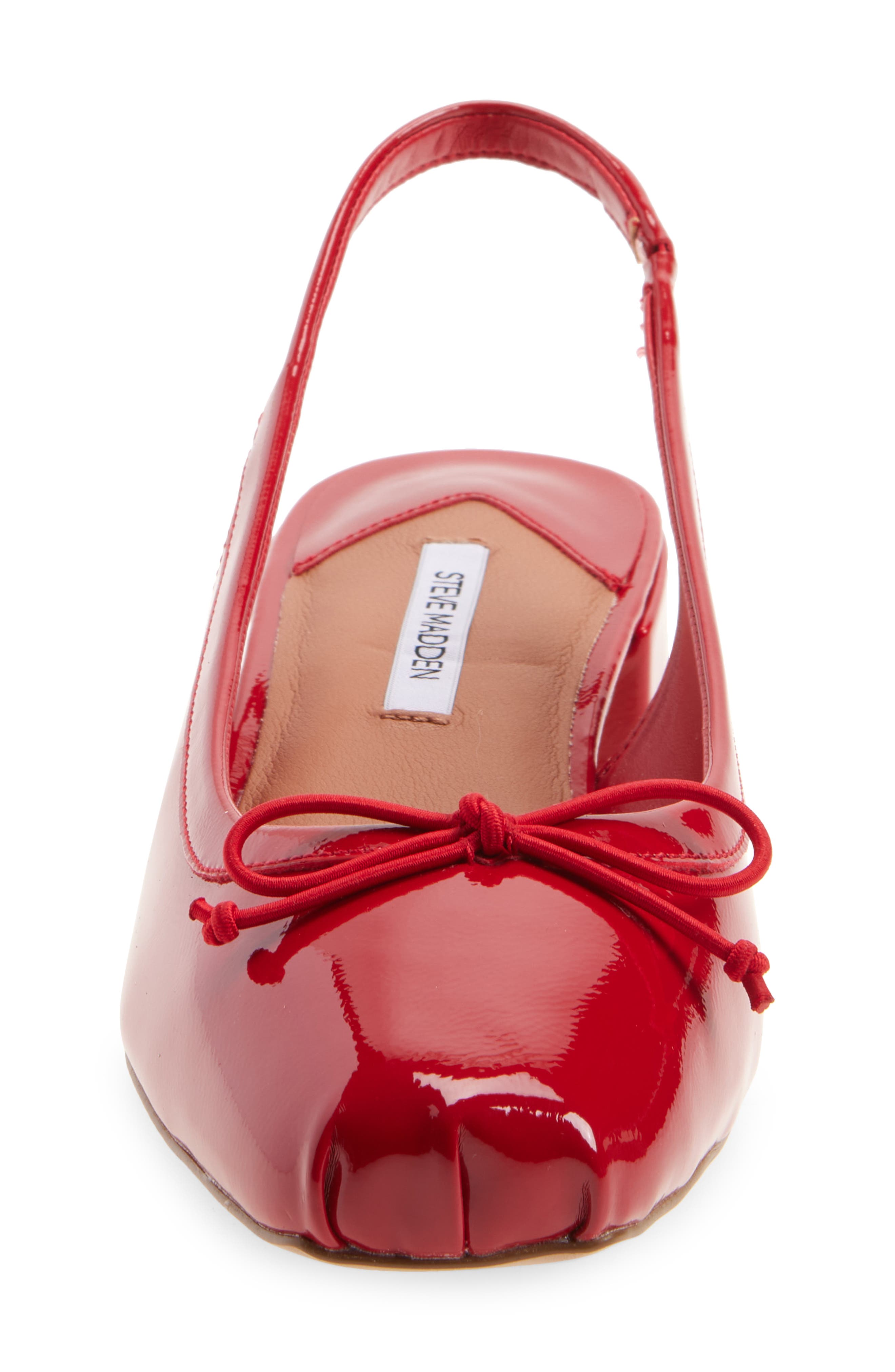Steve Madden Loved Square Toe Patent Leather Slingback Pump, Alternate, color, Red Crinkle Patent