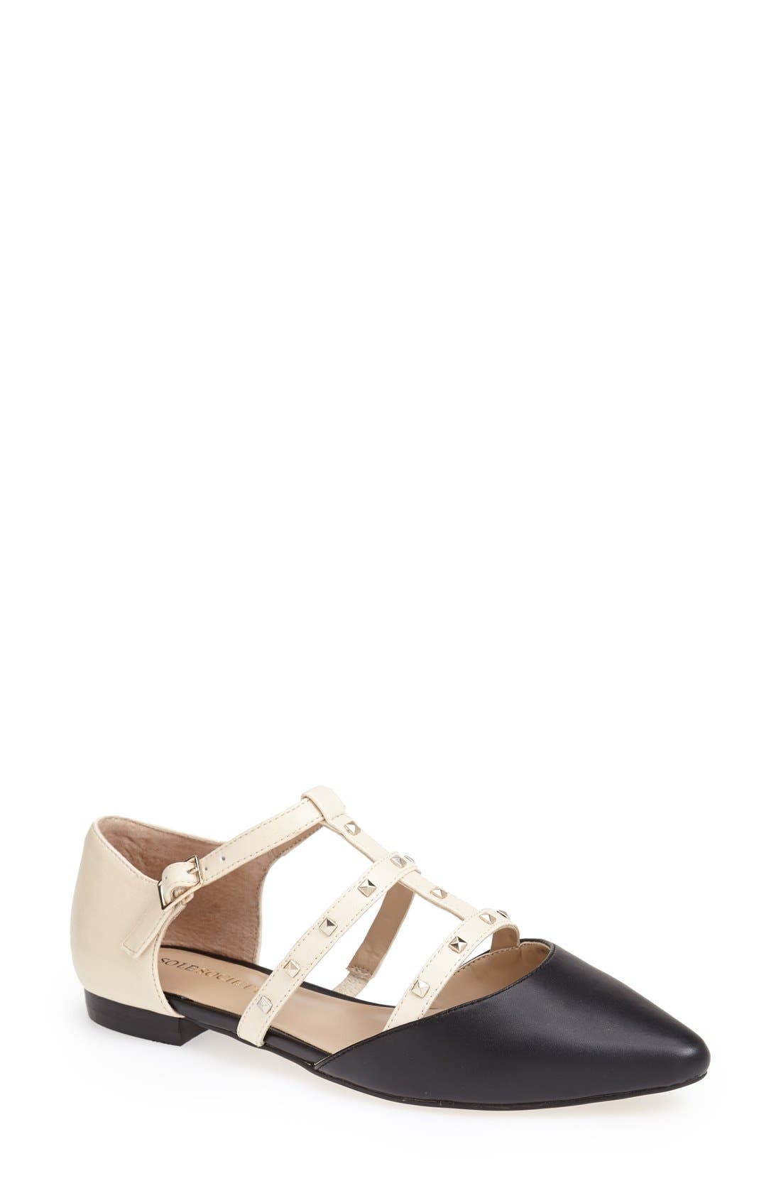 SUSIE FLAT, Main, color, BLACK/ ECRU