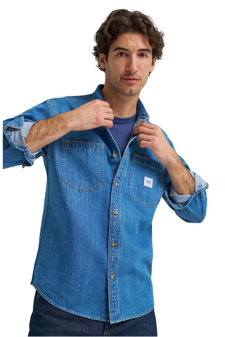 91-J Worker Long Sleeve Button Up Shirt, Alternate, color, TRADEWINDS